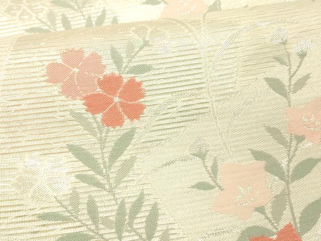 平和屋着物＊夏物 六通柄袋帯 露芝草花文 銀糸 正絹 逸品