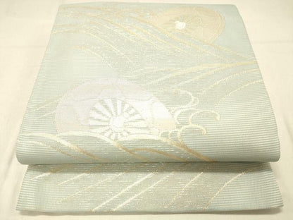 平和屋着物＊夏物 六通柄袋帯 流水片輪車文 金銀糸 正絹 逸品 DABA0920cm