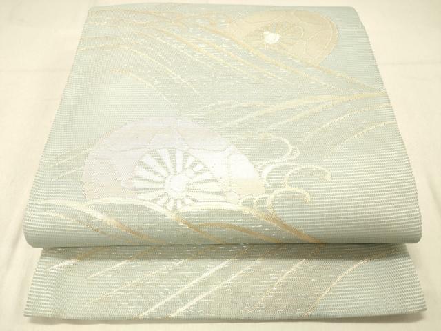 平和屋着物＊夏物 六通柄袋帯 流水片輪車文 金銀糸 正絹 逸品 DABA0920cm