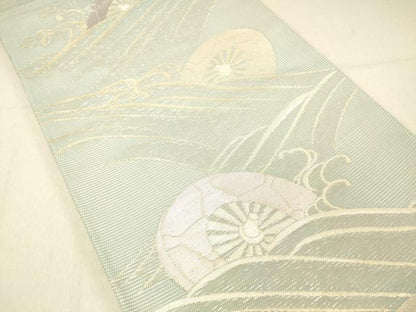 平和屋着物＊夏物 六通柄袋帯 流水片輪車文 金銀糸 正絹 逸品 DABA0920cm