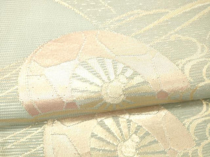 平和屋着物＊夏物 六通柄袋帯 流水片輪車文 金銀糸 正絹 逸品 DABA0920cm