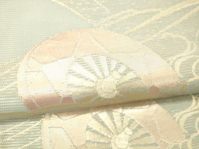 平和屋着物＊夏物 六通柄袋帯 流水片輪車文 金銀糸 正絹 逸品 DABA0920cm