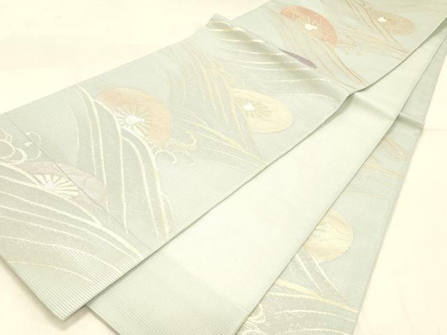 平和屋着物＊夏物 六通柄袋帯 流水片輪車文 金銀糸 正絹 逸品 DABA0920cm