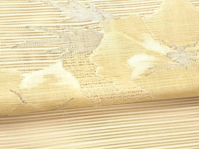 平和屋着物＊夏物 絽綴れ 八寸名古屋帯 草花文 銀糸 正絹 逸品 DABA0926cm