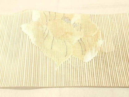 平和屋着物＊夏物 絽綴れ 八寸名古屋帯 草花文 銀糸 正絹 逸品 DABA0926cm