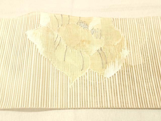 平和屋着物＊夏物 絽綴れ 八寸名古屋帯 草花文 銀糸 正絹 逸品 DABA0926cm
