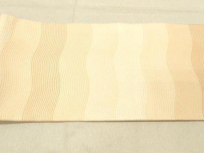 平和屋着物＊夏物 九寸名古屋帯 よろけ縞 正絹 逸品 DABA0930cm