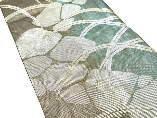 平和屋着物＊夏物 六通柄袋帯 草葉文 金銀糸 引箔 正絹 逸品 DABA0931cm