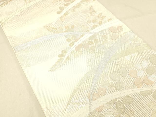 平和屋着物＊夏物 六通柄袋帯 草葉文 金銀糸 正絹 逸品 DABA0932cm