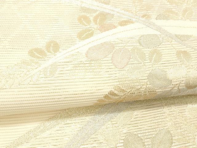平和屋着物＊夏物 六通柄袋帯 草葉文 金銀糸 正絹 逸品 DABA0932cm