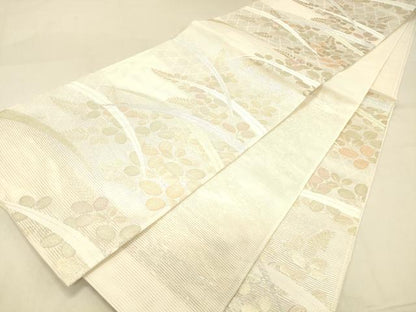 平和屋着物＊夏物 六通柄袋帯 草葉文 金銀糸 正絹 逸品 DABA0932cm