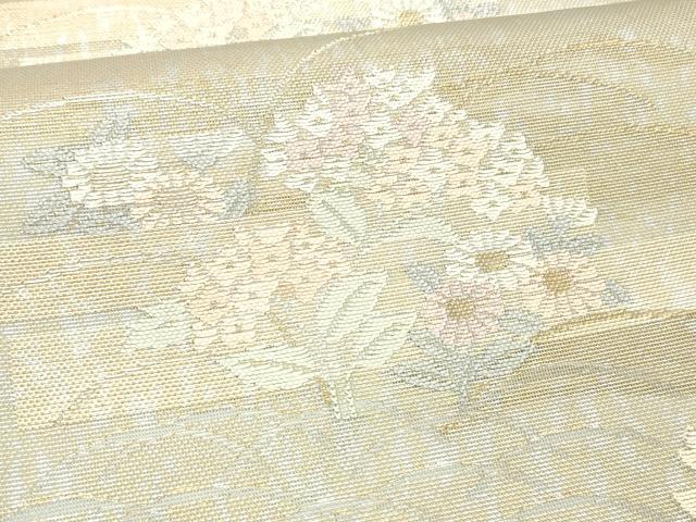 平和屋着物＊夏物 六通柄袋帯 草花文 金銀糸 引箔 正絹 逸品 DABA0934cm