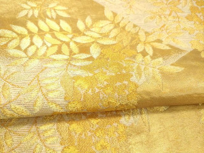 平和屋着物＊夏物 六通柄袋帯 流水藤花房 金糸 正絹 逸品 DABA0935cm