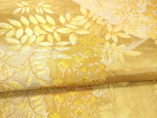平和屋着物＊夏物 六通柄袋帯 流水藤花房 金糸 正絹 逸品 DABA0935cm