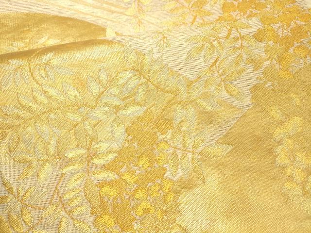 平和屋着物＊夏物 六通柄袋帯 流水藤花房 金糸 正絹 逸品 DABA0935cm