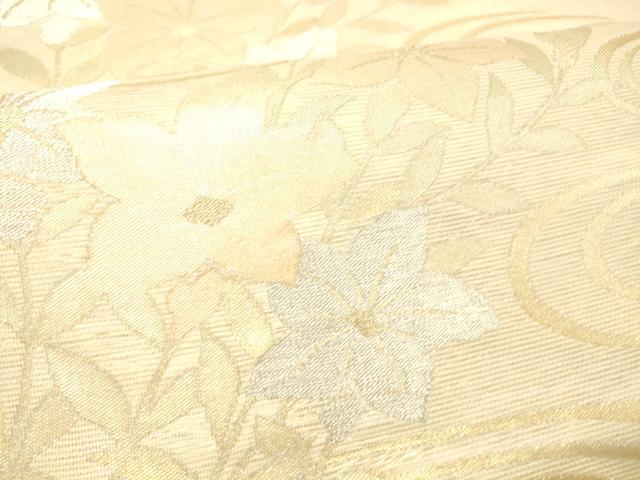 平和屋着物＊夏物 六通柄袋帯 薫風 流水草花文 金銀糸 正絹 逸品 DABA0936cm