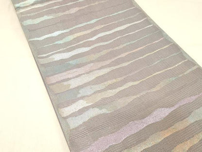 平和屋着物＊夏物 六通柄袋帯 横段文 金銀糸 正絹 逸品 DABA0938cm