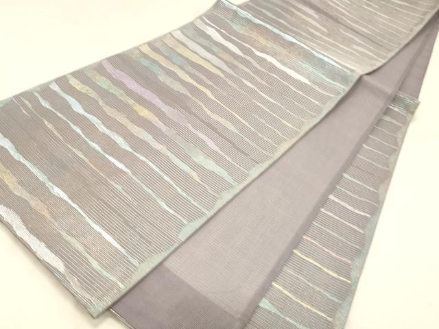 平和屋着物＊夏物 六通柄袋帯 横段文 金銀糸 正絹 逸品 DABA0938cm