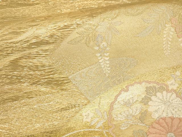 平和屋着物＊夏物 六通柄袋帯 扇に丸取 金銀糸 正絹 逸品 DABA0939cm