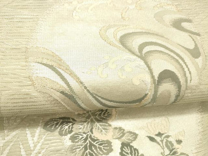 平和屋着物＊夏物 六通柄袋帯 いざよい 立波草花文 金銀糸 正絹 逸品 DABA0943cm