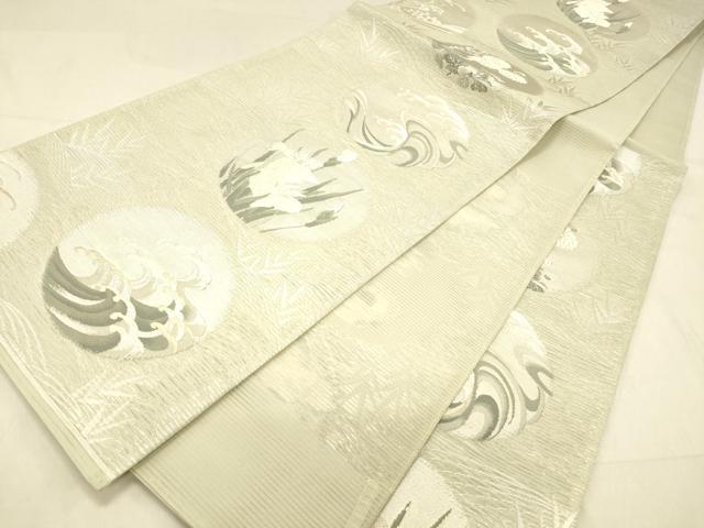 平和屋着物＊夏物 六通柄袋帯 いざよい 立波草花文 金銀糸 正絹 逸品 DABA0943cm
