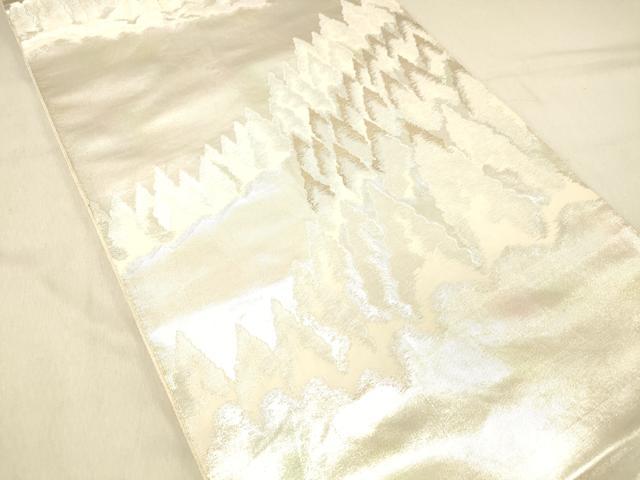 平和屋着物◎六通柄袋帯　樹林文　金銀糸　引箔　正絹　逸品　DABA0944cm