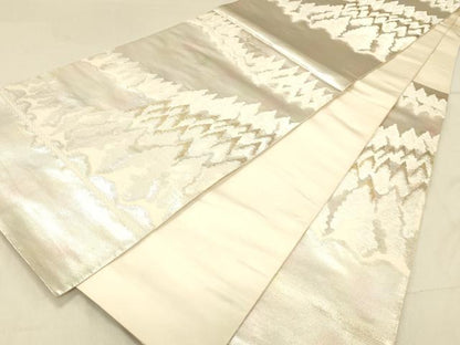 平和屋着物◎六通柄袋帯　樹林文　金銀糸　引箔　正絹　逸品　DABA0944cm