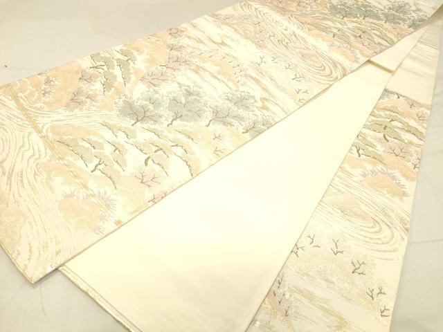平和屋着物◎六通柄袋帯　雲ヶ畑　金糸　正絹　逸品　DABA0945cm