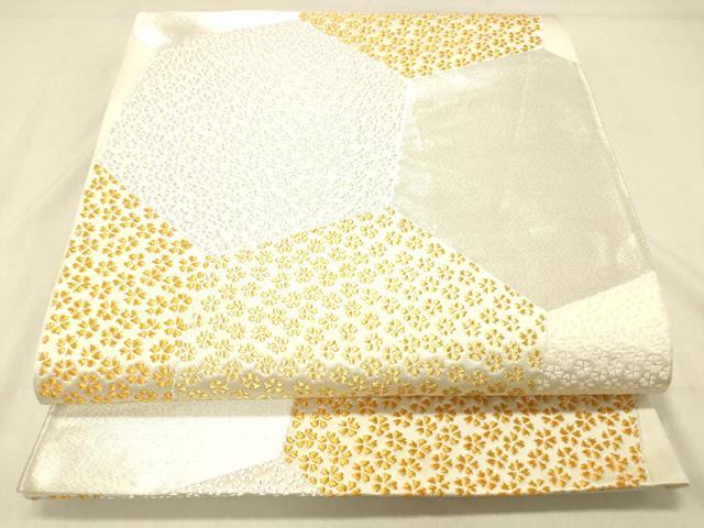 平和屋着物◎六通柄袋帯　舞花文　金銀糸　正絹　逸品　DABA0947cm