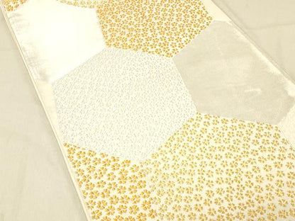 平和屋着物◎六通柄袋帯　舞花文　金銀糸　正絹　逸品　DABA0947cm
