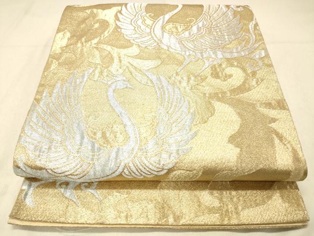 平和屋着物◎六通柄袋帯　鳳凰唐草文　金銀糸　正絹　逸品　DABA0955cm
