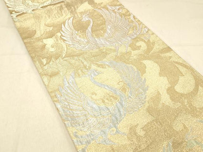 平和屋着物◎六通柄袋帯　鳳凰唐草文　金銀糸　正絹　逸品　DABA0955cm