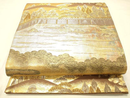 平和屋着物◎六通柄袋帯　古都　金銀糸　引箔　正絹　逸品　DABA0959cm