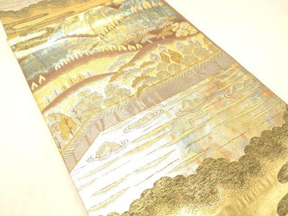 平和屋着物◎六通柄袋帯　古都　金銀糸　引箔　正絹　逸品　DABA0959cm