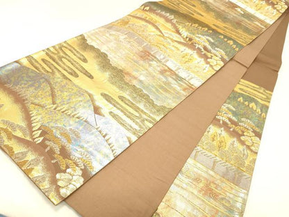 平和屋着物◎六通柄袋帯　古都　金銀糸　引箔　正絹　逸品　DABA0959cm