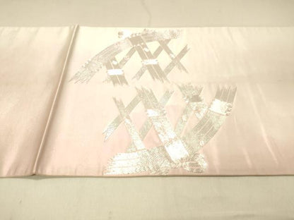 平和屋着物◎太鼓柄袋帯 駒刺繍 総刺繍 曲木文 引箔 正絹 逸品 DABA0970cm