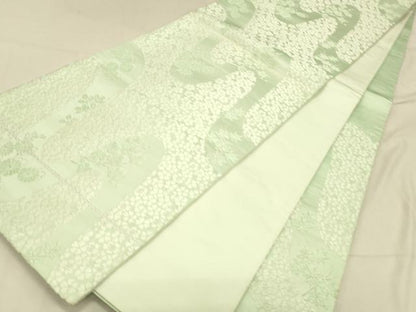 平和屋着物◎六通柄袋帯　唐織　枝花文　銀糸　正絹　逸品　DABA0971cm