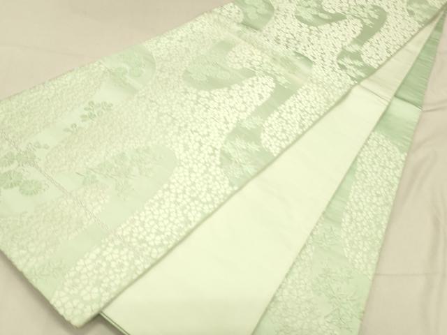 平和屋着物◎六通柄袋帯　唐織　枝花文　銀糸　正絹　逸品　DABA0971cm
