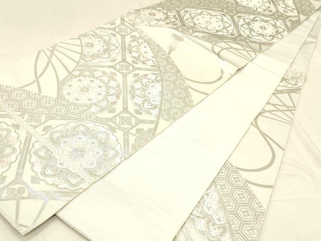 平和屋着物◎六通柄　本袋帯　唐織　蜀江花文　銀糸　正絹　逸品　DABA0972cm