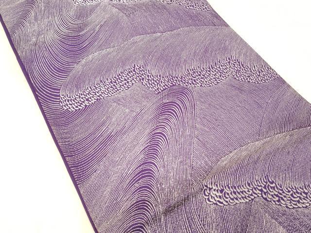 平和屋着物◎六通柄　京袋帯　流水文　銀糸　正絹　逸品　DABA0973cm