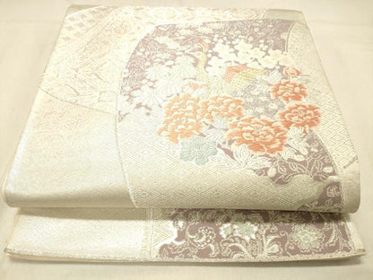 平和屋着物◎六通柄袋帯　花鳥文　金銀糸　正絹　逸品　DABA0979cm
