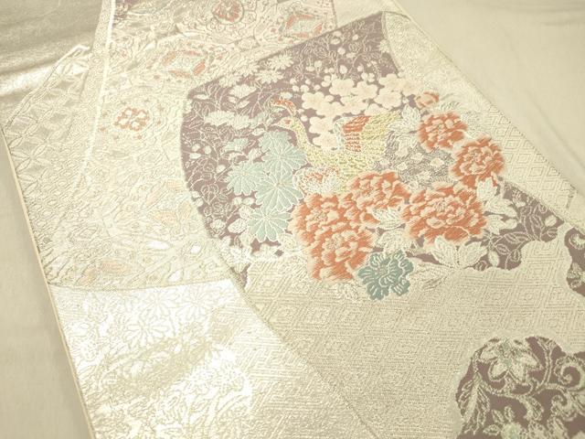 平和屋着物◎六通柄袋帯　花鳥文　金銀糸　正絹　逸品　DABA0979cm