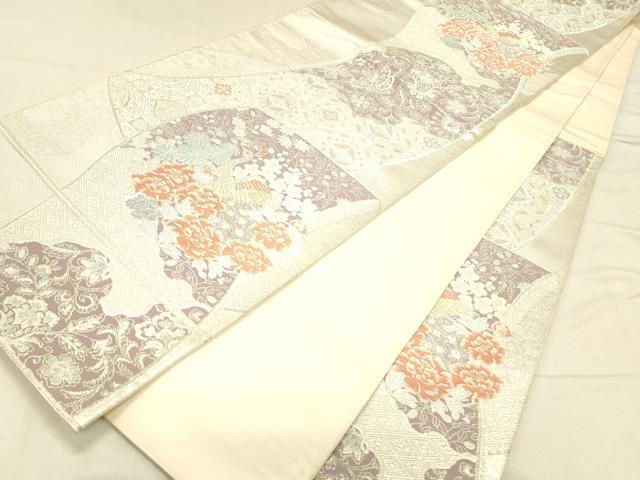 平和屋着物◎六通柄袋帯　花鳥文　金銀糸　正絹　逸品　DABA0979cm