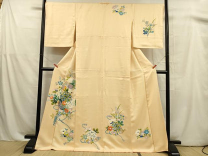 平和屋着物■訪問着　刺繍　飾花文　正絹　逸品　DABA0998cm