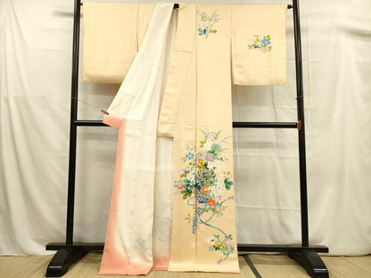 平和屋着物■訪問着　刺繍　飾花文　正絹　逸品　DABA0998cm