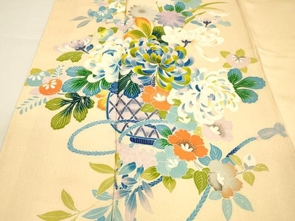 平和屋着物■訪問着　刺繍　飾花文　正絹　逸品　DABA0998cm