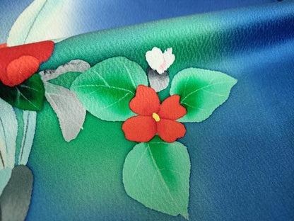 平和屋着物●訪問着 手描き 草花文 暈し染め 正絹 逸品 未使用 DABA1018ps