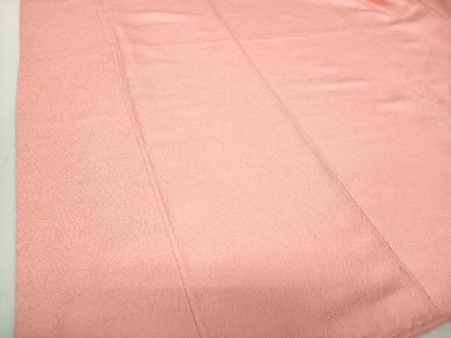 平和屋着物●上質な色無地　霞地紋　珊瑚色　正絹　逸品　DABA1028ps