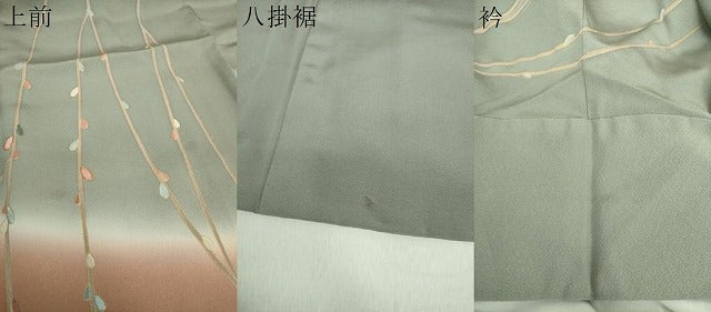 平和屋着物●訪問着　駒刺繍　枝蕾　暈し染め　金彩　正絹　逸品　DABA1034ps