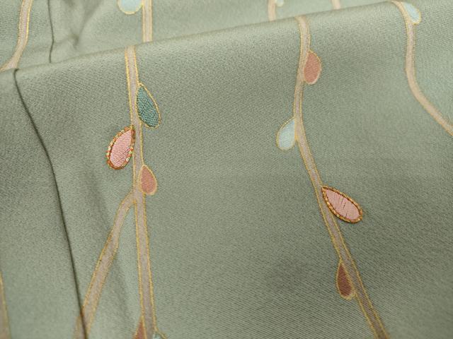 平和屋着物●訪問着　駒刺繍　枝蕾　暈し染め　金彩　正絹　逸品　DABA1034ps